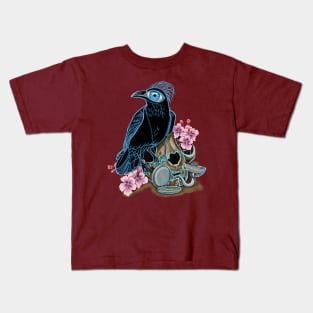 Blue crown and skull cat Kids T-Shirt